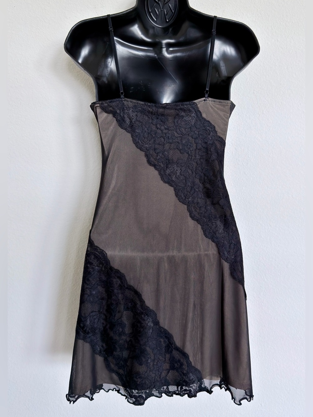 NWT Black Lace Slip Dress M Sheer Mesh F21 Y2K Festival Whimsigoth Cottagecore - Picture 2 of 10